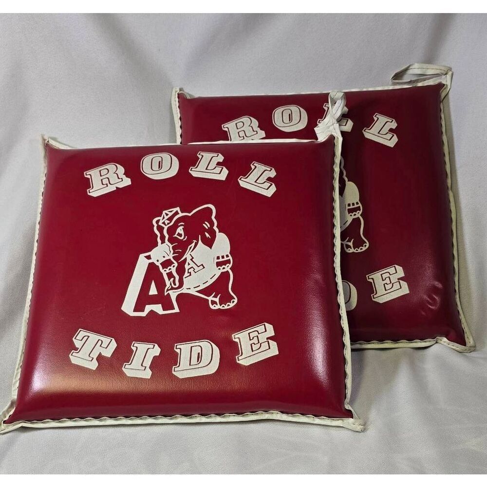 2 Vintage University of Alabama Crimson Tide Stadium Seat Cushions